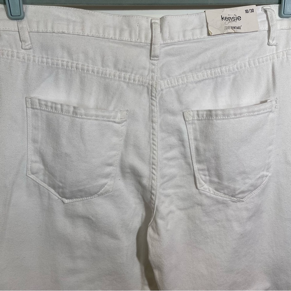 Kensie Crop Jeans Women’s 10 True Vintage High Rise White Pleated 100% Cotton - Picture 6 of 12